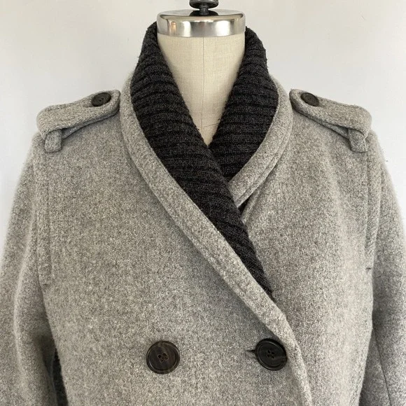 J. Crew Stadium Cloth by Nello Gori 6 Pea Coat Jacket Wool Blend Lined Gray Coat - Picture 5 of 12